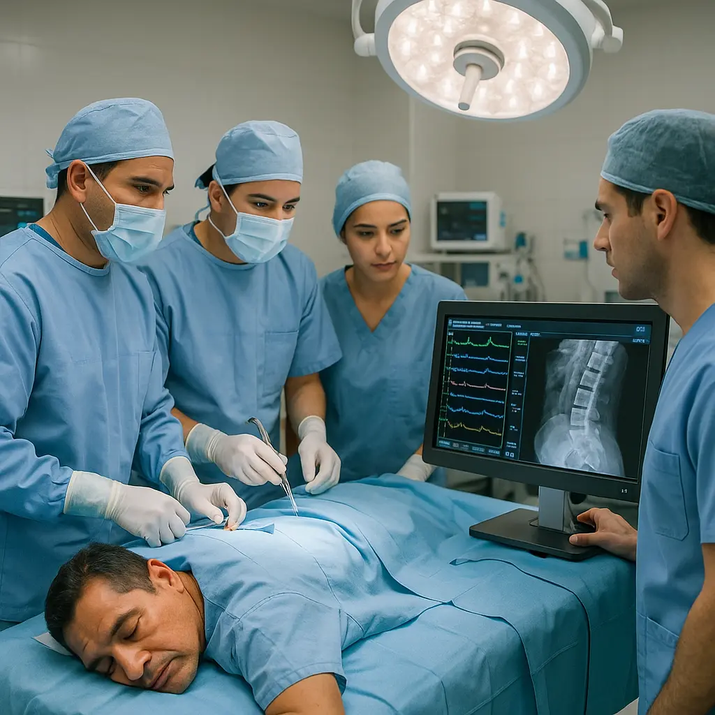 Cirugía de Columna con Monitoreo Neurofisiológico en Irrigación, Miguel Hidalgo - quirófano y equipo | Clínica Spine