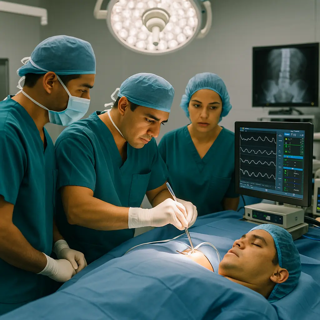 Cirugía de Columna con Monitoreo Neurofisiológico en Lomas de Vista Hermosa, Cuajimalpa, Ciudad de México - equipo en quirófano | Clínica Spine
