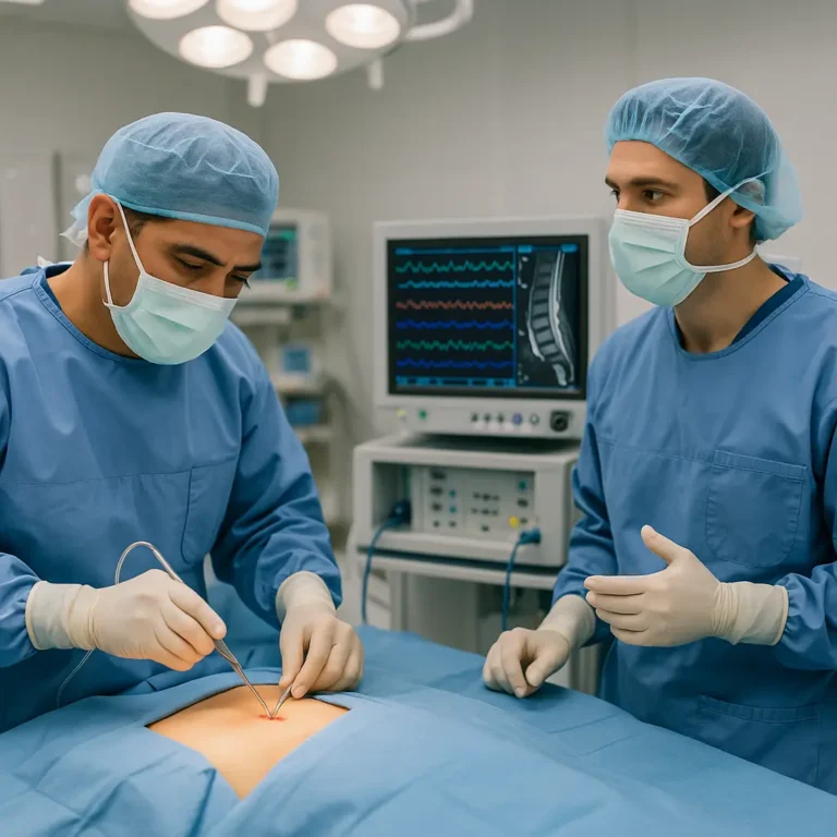 Cirugía de Columna con Monitoreo Neurofisiológico en Granada, Miguel Hidalgo - quirófano y equipo de neurofisiología | Clínica Spine