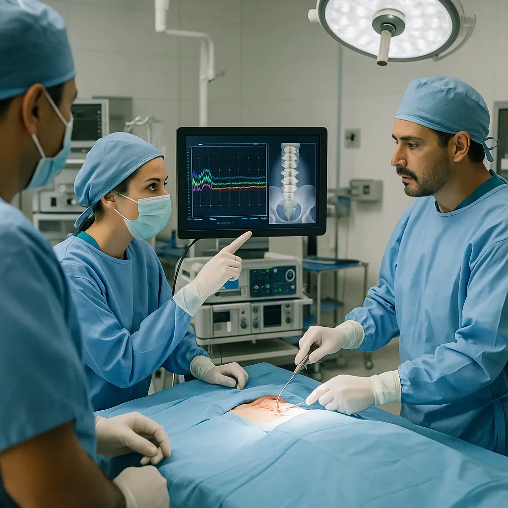 Cirugía de Columna con Monitoreo Neurofisiológico en Ciudad de México, Miguel Hidalgo, Lomas de Chapultepec, paciente en quirófano | Clínica Spine