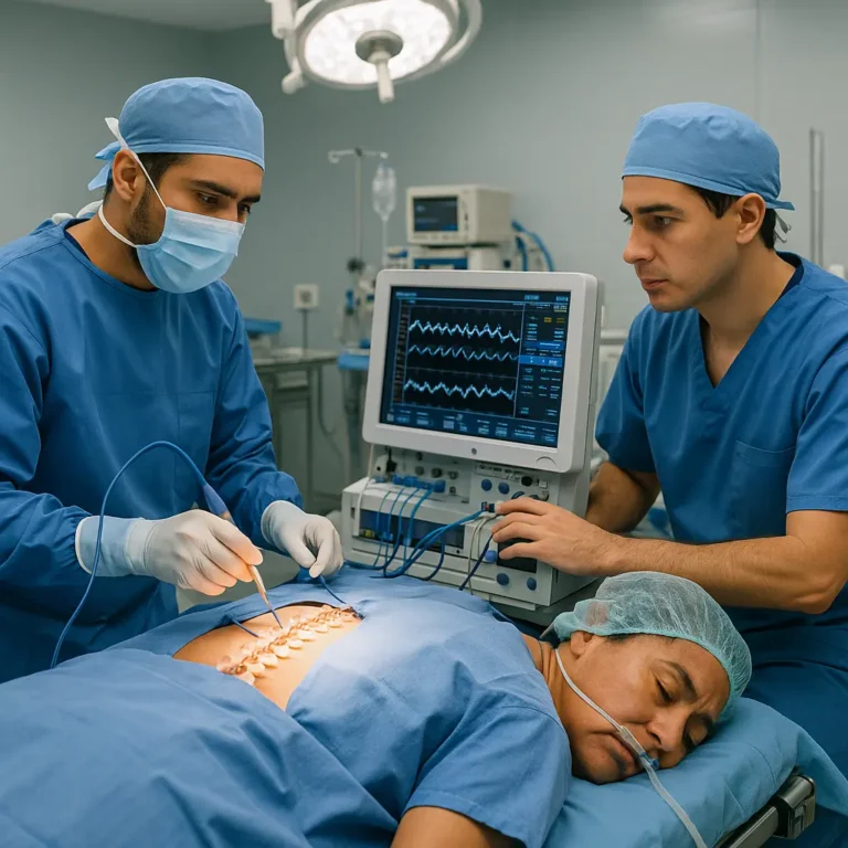 Cirugía de Columna con Monitoreo Neurofisiológico en Toriello Guerra, Tlalpan, quirófano y equipo de monitoreo | Clínica Spine