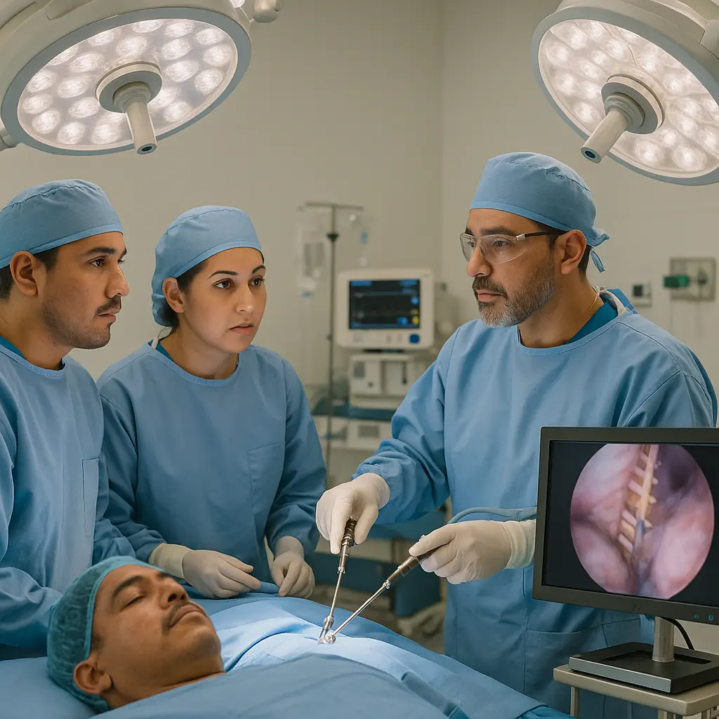 Cirugía de Columna Mínimamente Invasiva en Miguel Hidalgo y Anzures, equipo médico en quirófano | Clínica Spine