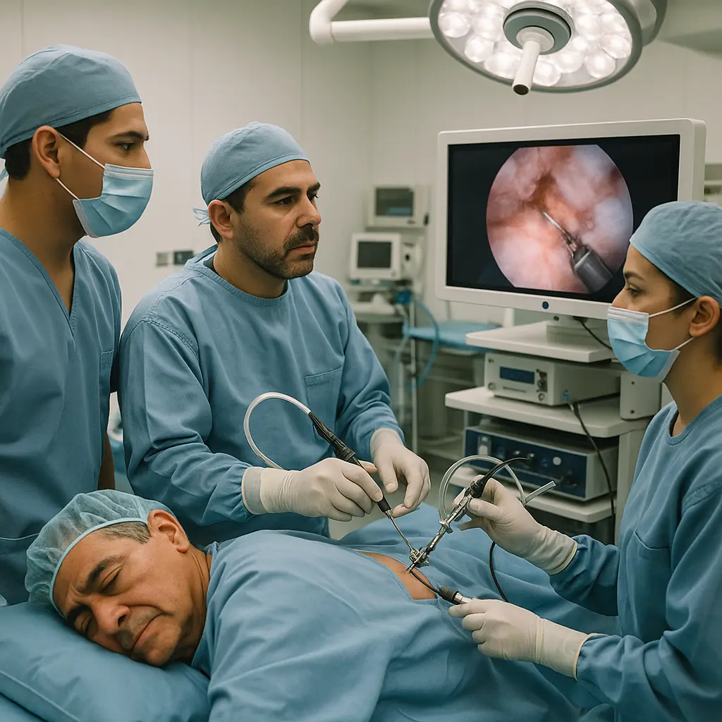 Cirugía Endoscópica de Columna Vertebral en Anzures, Miguel Hidalgo, equipo médico en quirófano | Clínica Spine